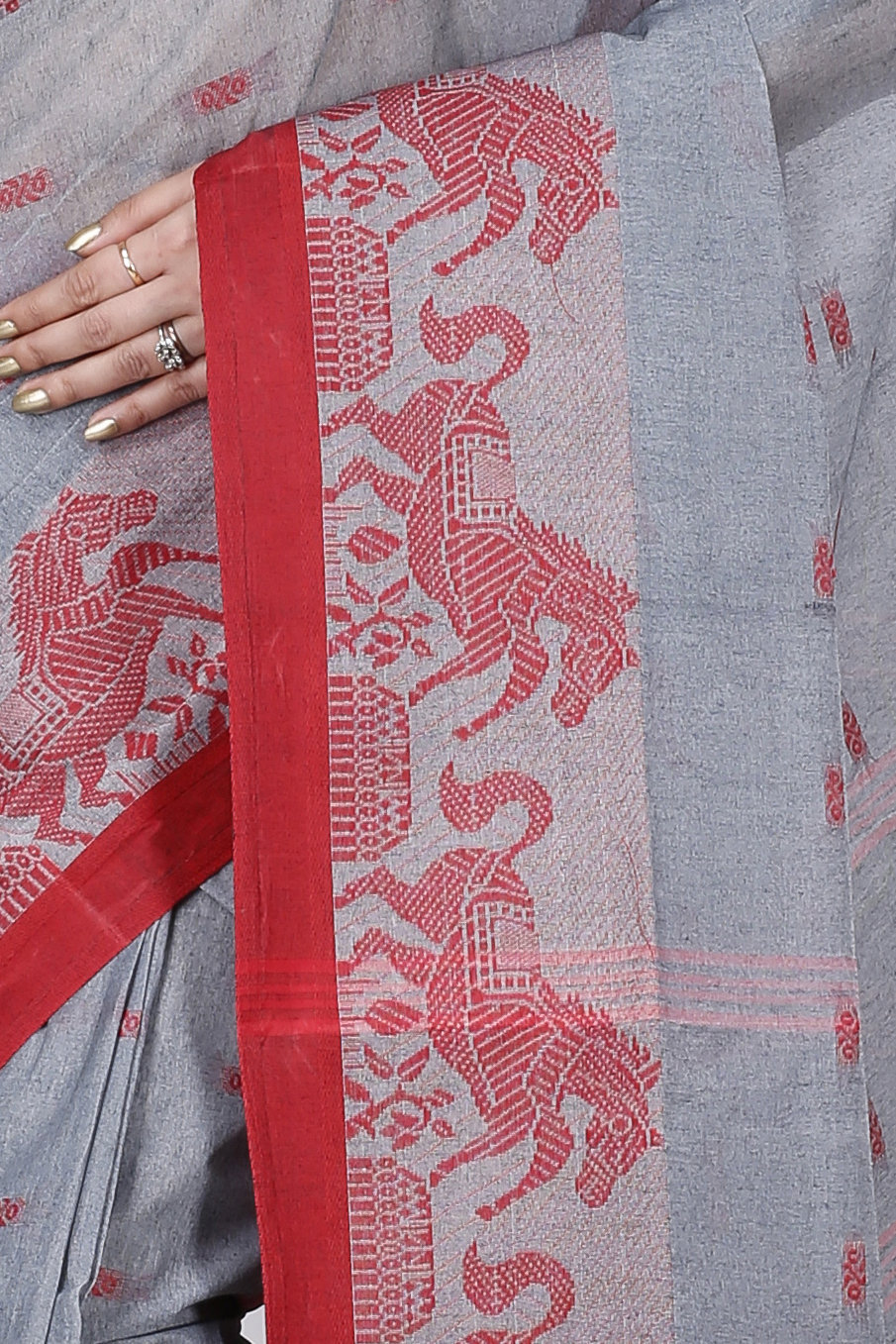 Grey Pure Cotton Indrani Tant Saree (1016)
